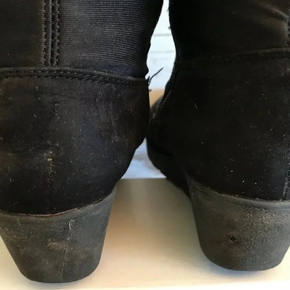 Women Pull On Black Mid Calf Height Round Toe Casual Boots Shoes Sz 3 - Picture 7 of 11